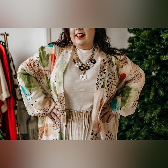 Vada Winter Multicolor & Print Kimono Duster - Picture 7 of 9